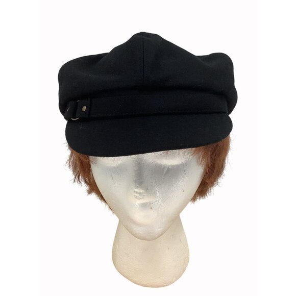 Nine West Womens Black Wool Newsboy Cap Hat - Picture 1 of 7